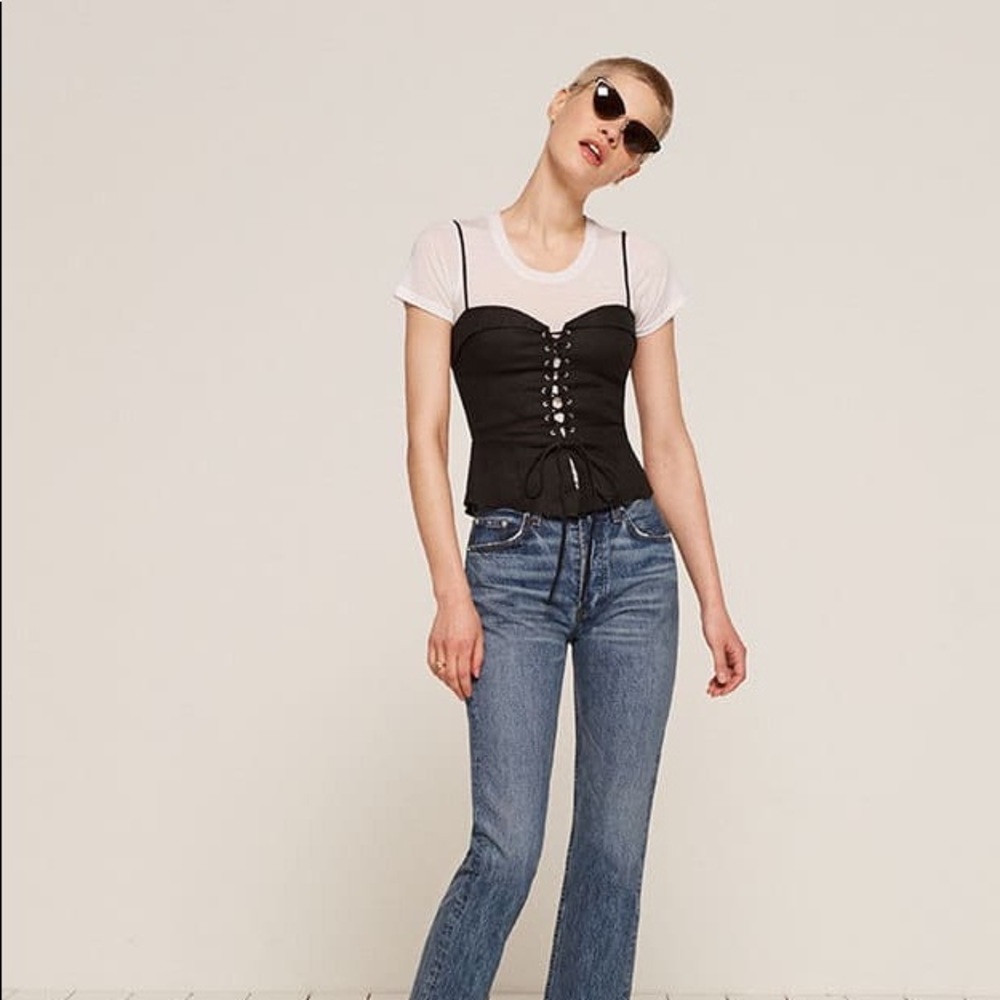 Reformation Clayten Top Black